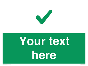 Custom green background, green tick sign